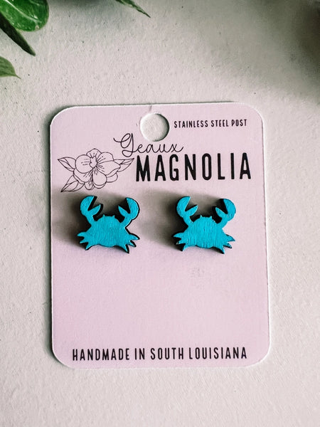 Geaux Magnolia - Blue Crab Stud Earrings