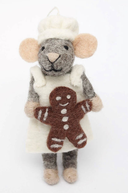 Handmade Felted Wool "Baker Mouse Pierre" ornament