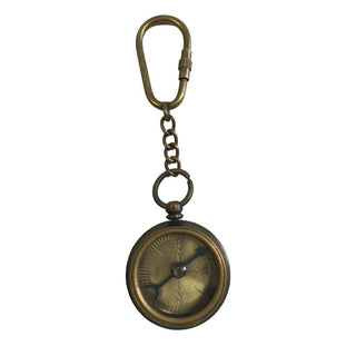 Antiqued Brass Compass Keychain, 1-3/8"