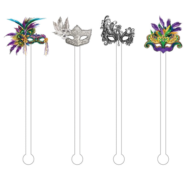 Acrylic Sticks - Mardi Gras Masks