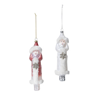 Park Hill Collection Father Christmas Glass Ornament, 2 Asso