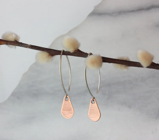 Alluvial Copper and Silver Tear Drop Earrings
