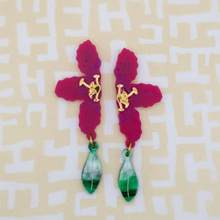 Azalea Echo, Magenta Earrings