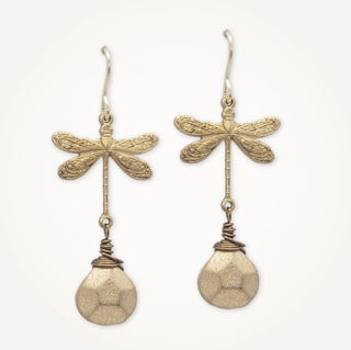 Matte Gold Dragonfly Earrings