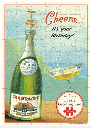 Happy Birthday Champagne | Puzzle Greeting Card
