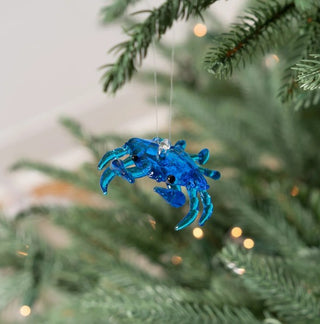 Blue Crab Glass Ornament