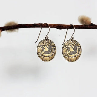 Crescent Cityscape Brass Earrings