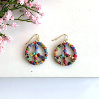 Kantha Milieu Peace Symbol Earrings