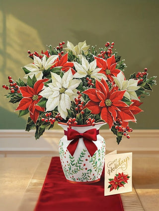 Festive Poinsettias Pop-Up Greeting Cards