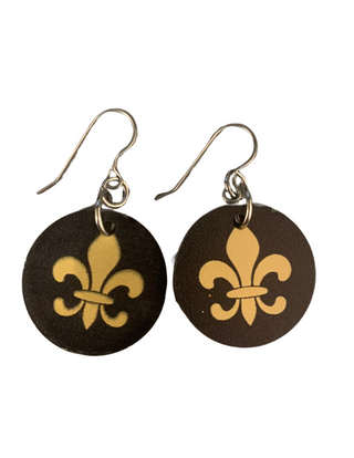 Lil Mags Black Fleur-de-lis Acrylic Earrings