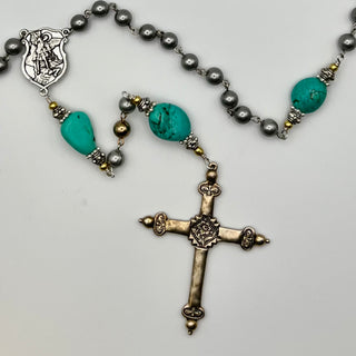 Turquoise Magnesite Nugget Bead Rosary