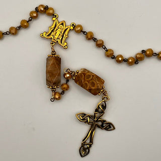 Jade and Coral Bead Rosary