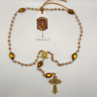 Faceted Gold-Plated Glass Bead Rosary