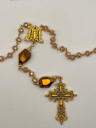 Faceted Gold-Plated Glass Bead Rosary