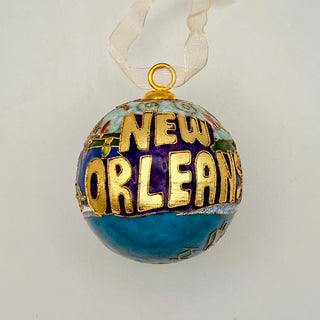 Santa Gator on Dock Cloisonne Ornament