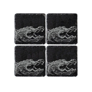 4 Slate Coasters - Alligator