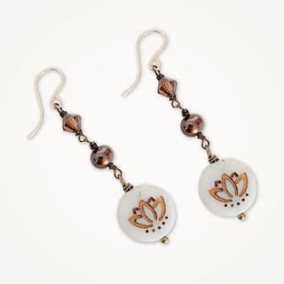 Lotus Earrings - Swarovski Crystal & Freshwater Pearl