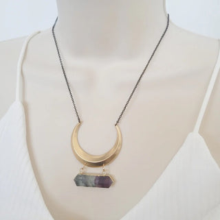 Lunar Lux Necklace - Rainbow Fluorite