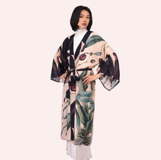 Midnight Orchid Long Kimono Gown