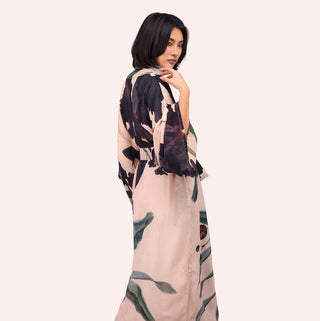Midnight Orchid Long Kimono Gown