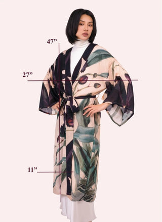 Midnight Orchid Long Kimono Gown