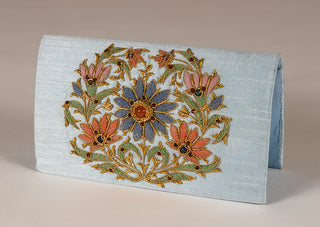 Pale Blue Silk Clutch