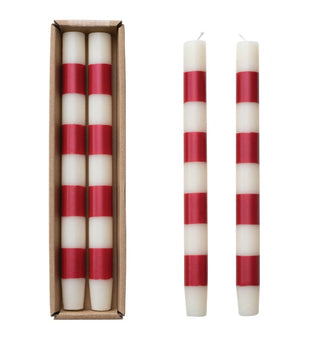Taper Candles w/ Red Stripes in Box