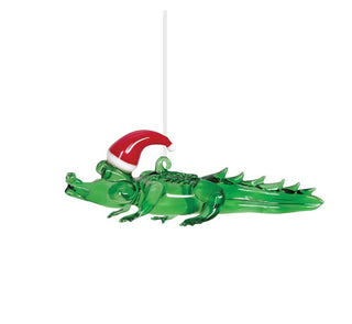 Alligator Glass Christmas Ornament