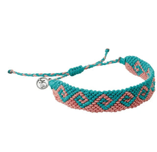 Bali Wave Braided Bracelet: Coral and Turquoise