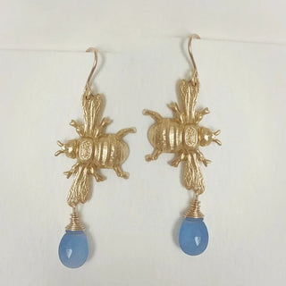 Light Blue Sideways Bee Earrings