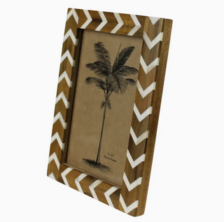 Teak & Bone Chevron Pattern Frame 5 x 7