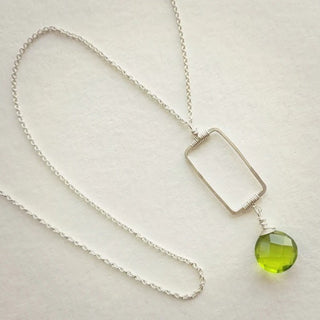 Vertical Frame Earrings - Spring Green Quartz