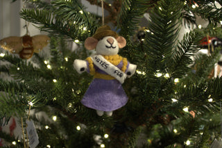 Handmade Felt Emmeline the Suffragette Mouse Hanging Decor.