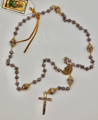 Venetian Glass Wedding Cake Lavender Bead Station Rosary
