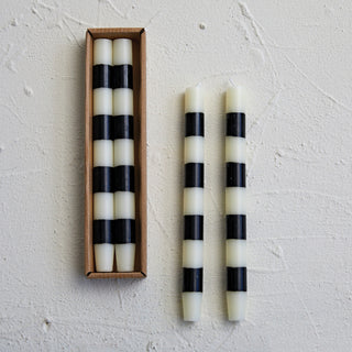 Taper Candles w/ Black Stripes in Box