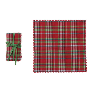 Cotton Tartan Scalloped Napkins