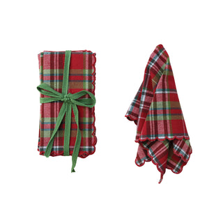 Cotton Tartan Scalloped Napkins