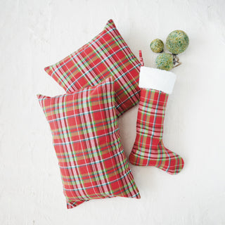 Tartan Plaid Woven Cotton Pillow