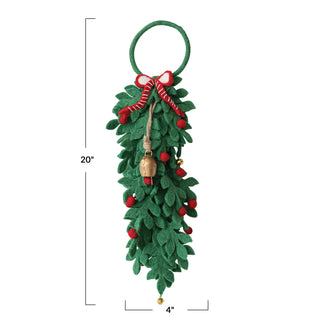 Wool Felt Door Hanger with Striped Bow