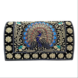 Black Velvet Heritage Peacock Clutch