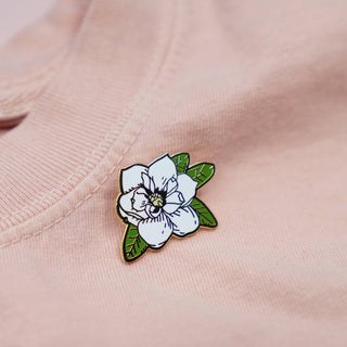 Magnolia Flower Hard Cloisonné Enamel Pin