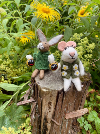 Handmade Felt Isaac the Mouse Hanging Bumblebee Decoration