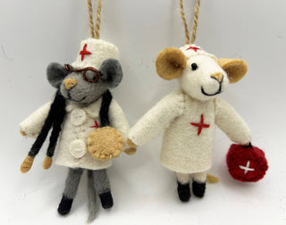 Felt Mouse "Dr. Gazpacho" & "Nurse Linguini" ornaments