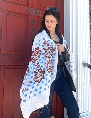 Screen Printed Silk Blend Scarves, made by hand in Vietnam