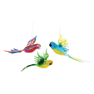 Christmas Parrot Bird Glass Ornament