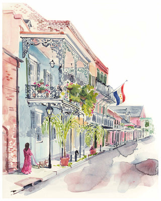 "French Quarter Stroll" Watercolor Fine Art Print