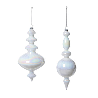 Park Hill Collection Frosty Pearl Glass Finial Ornament, 2 A