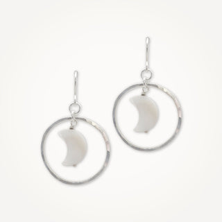 Crescent Moon Hoop Earrings - Mother of Pearl