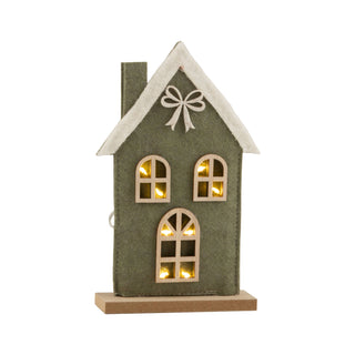 Green Felt Christmas House with LED