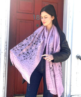Screen Printed Silk Blend Scarves, made by hand in Vietnam